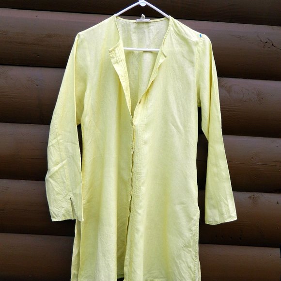 Eileen fisher 100% linen yellow button front tunic - Size Small - Picture 1 of 5